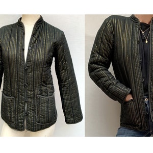 インド 70 年代 80 年代 ゴールド ルレックス パッド入り ジャケット / インド キルティング ジャケット / ゴールド ルレックス ジャケット / 70 年代 カーディガン / サイズ S