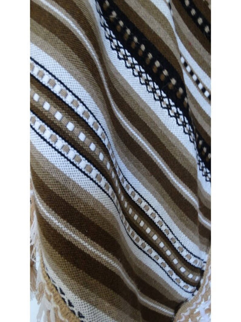 vintage 70s stripped wool fringed PONCHO Peruvian etnic poncho striped shawl wool shawl etnic poncho one size
