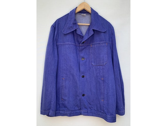 60s 70s CHORE jacket  french  blue work men JACKE… - image 1