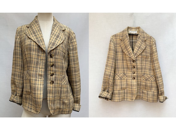 Sonia RYKIEL Vintage 80s Plaid Linen JACKET Vintage Rykiel Linen BLAZER Designer Blazer Cotton Blazer Size Eu 38 Uk 10 Etsy