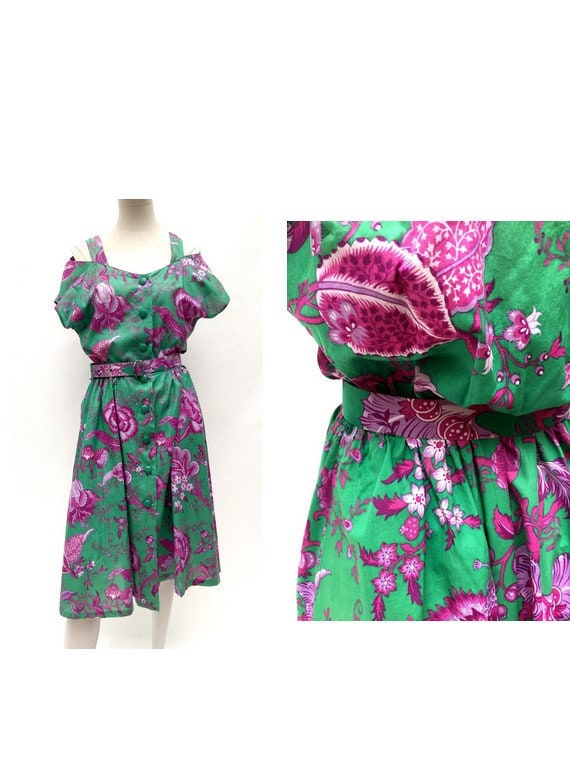 80s vintage floral dress / 80s shirtdress / DEVERN