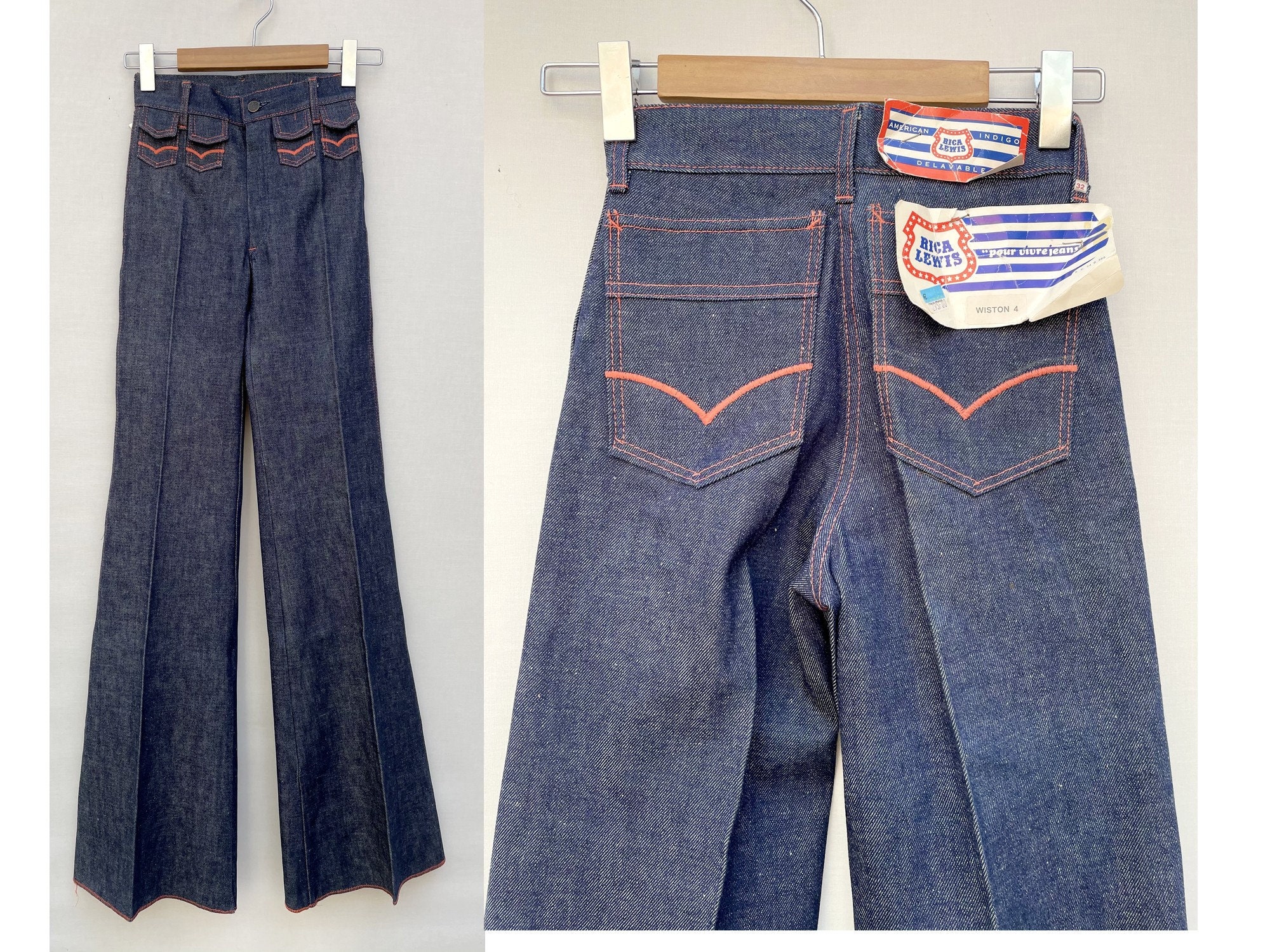 RICA LEWIS Indigo New Old Stock 70s Vintage Flared JEANS High - Etsy