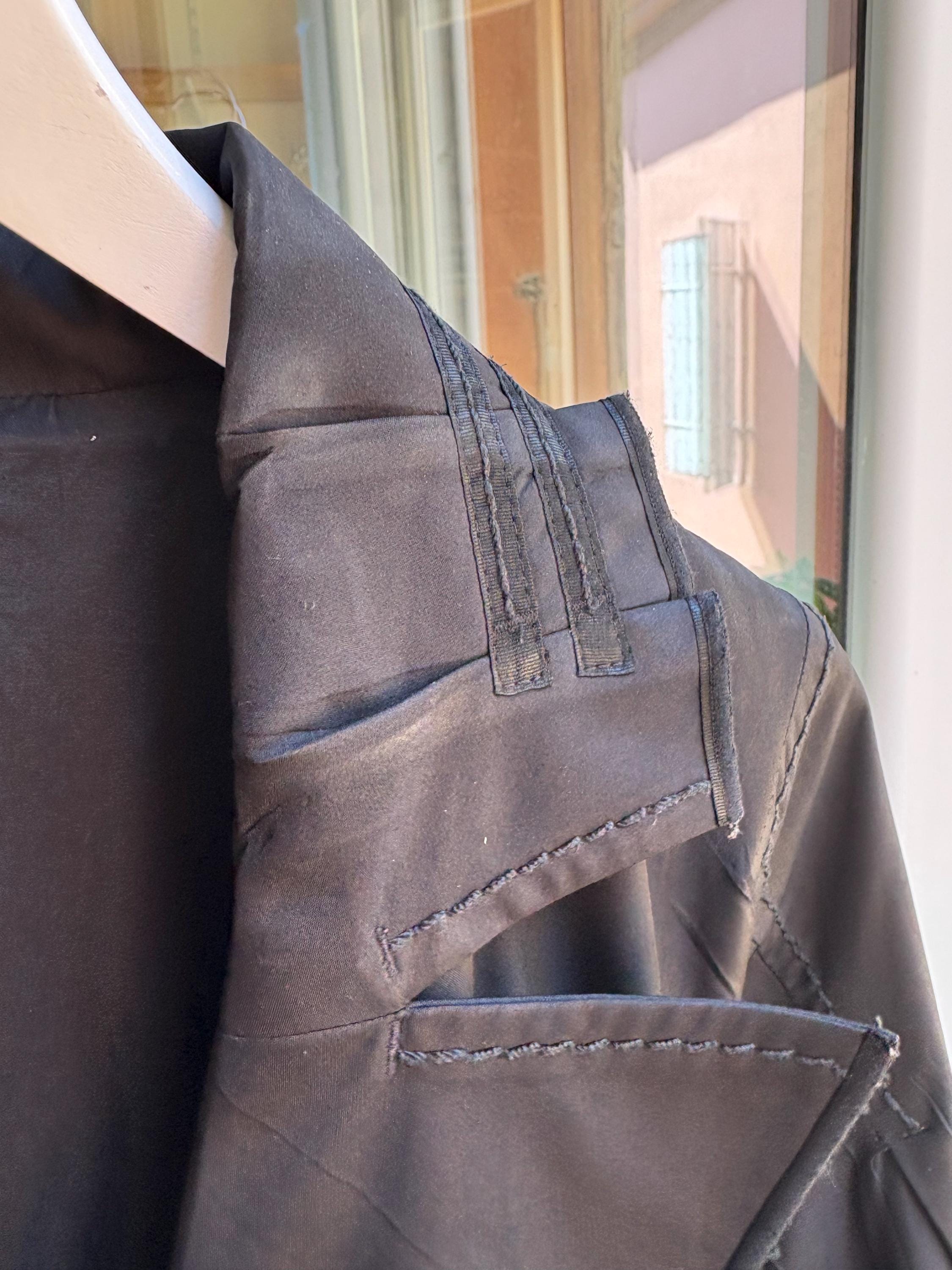 Manteau Redingote Noir En Laine Girbaud - Manteau Chic Taille 38 Fabriqué En Italie