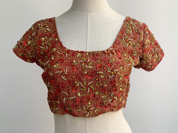 vintage india sequins beaded CROP TOP indian top 7