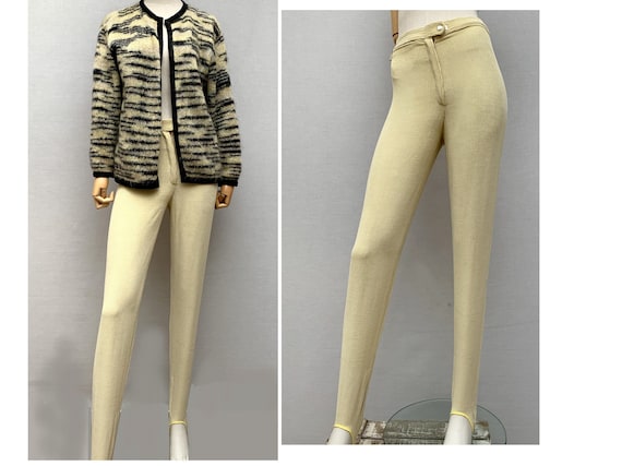 vintage 60s yellow corduroy slim pants // 60s ski
