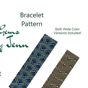 2 colorways! Peyote Bracelet Pattern, Art Deco Stacking Diamonds - Odd Count - Narrow and Wide