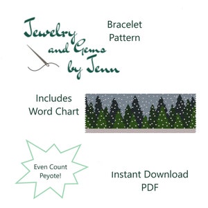 Peyote Bracelet Pattern, Winter Scene Snowy Forest