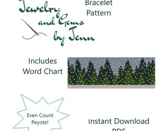 Peyote Bracelet Pattern, Winter Scene Snowy Forest