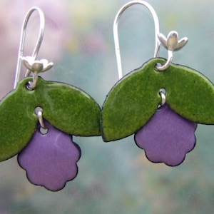 Berry Sweet Drop Earrings, berry earrings, nature inspired jewelry, holiday earrings, flower earrings, enamel earrings handmade in NC