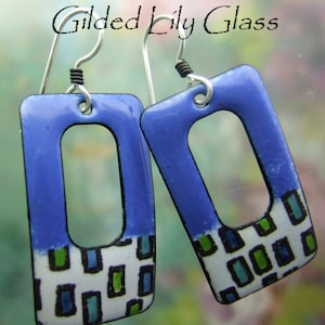 Pool Party Enamel Earrings, Copper Enamel Jewelry handmade in North Carolina