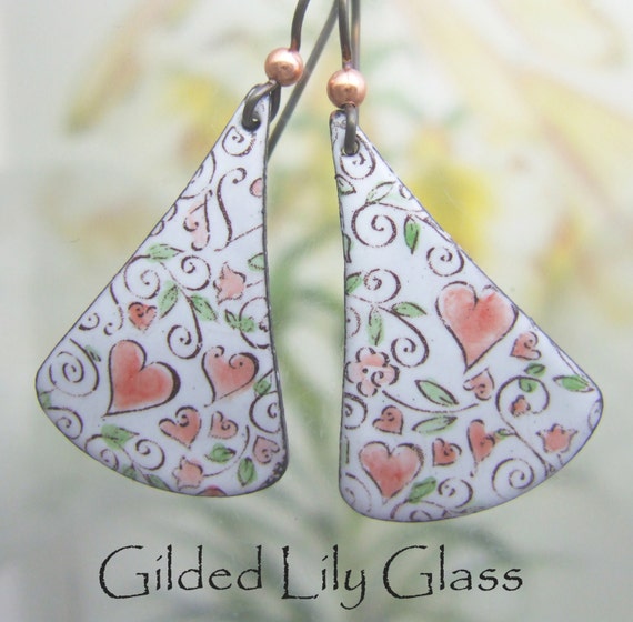 Queen of Hearts Enamel Earrings ONLY, hand-painted enamel, valentine earrings, valentine gift, sweetheart, matching pendant on request