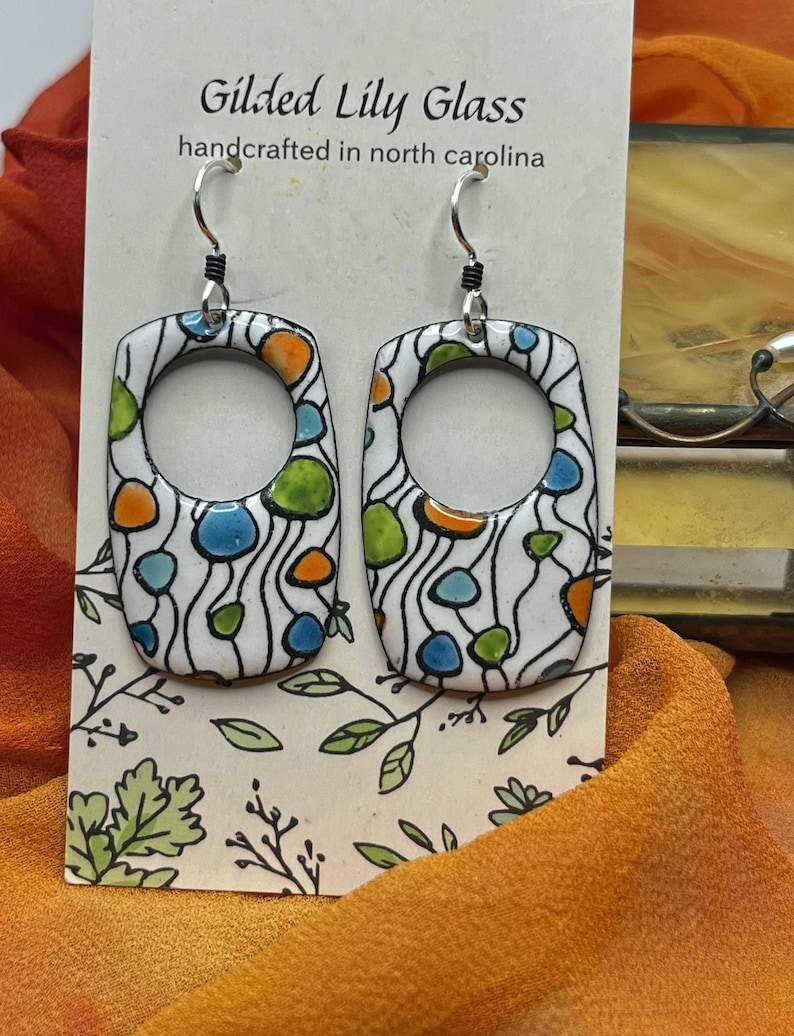 Vintage Tin Earrings Earth Color Geometric Gypsy Dangle Earrings Bead