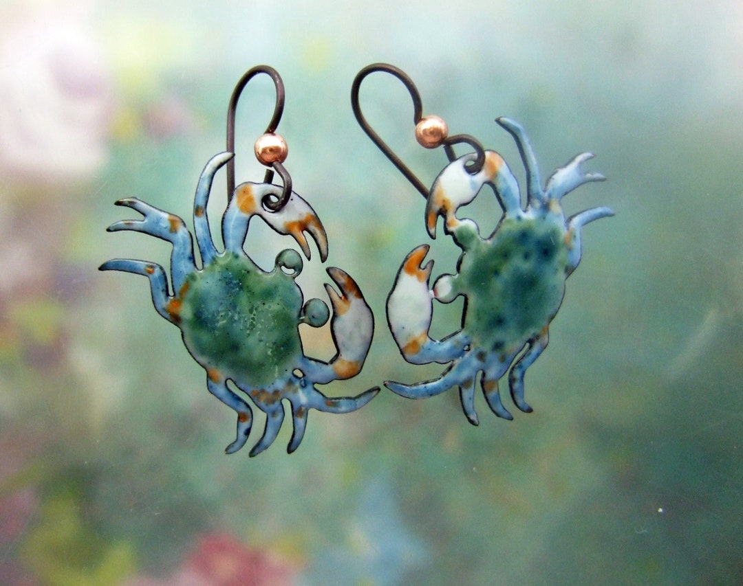 Blue Crab Earrings, Ocean Earrings, Beach Lover Gift, Crab Earrings, Nature Inspired Jewelry