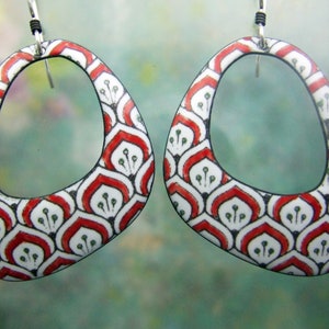 Washi Hoops, Copper Enamel Jewelry Handmade in North Carolina