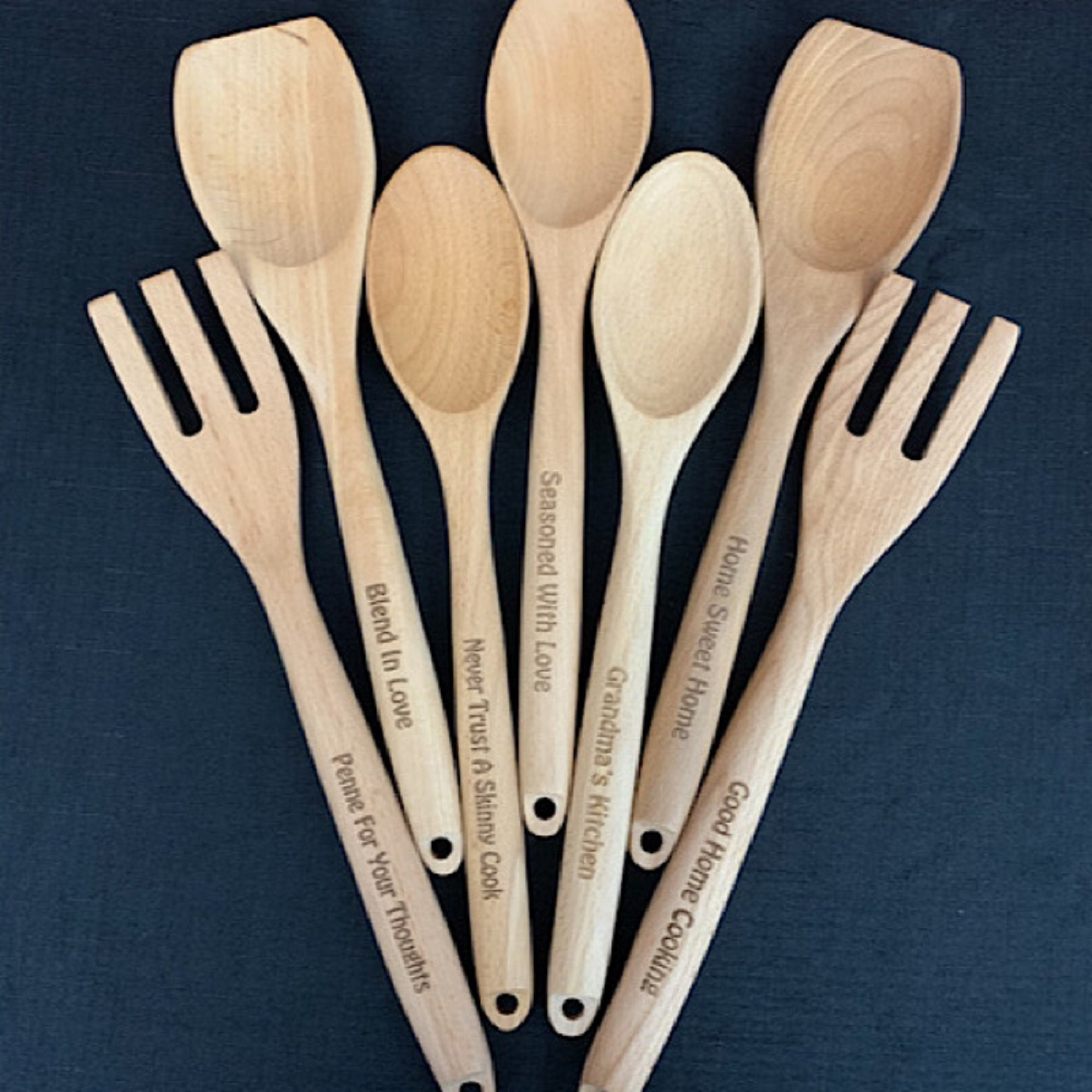 Custom Engraved Wooden Spoon, Fork, or Flat Spoon - Etsy
