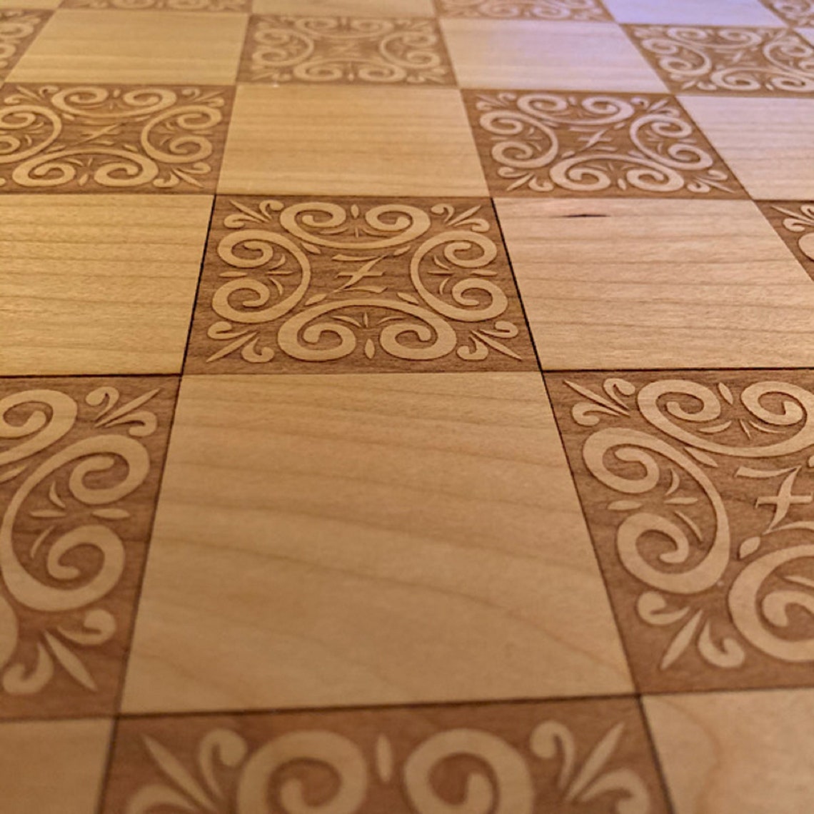 Custom Laser Engraved Large Wooden Chess Boards Etsy