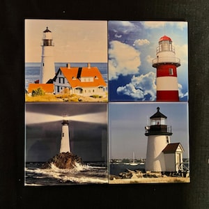 Lighthouse Ceramic Coasters, Set of 4