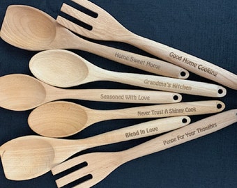 Custom Engraved Wooden  Spoon, Fork, or Flat Spoon