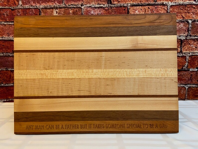 Father Themed Striped Cutting Board