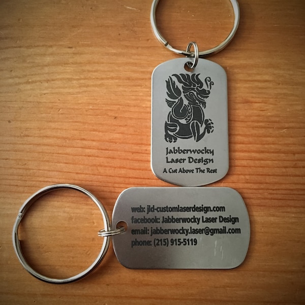 Laser Engraved Stainless Steel Dog Tag Keychain