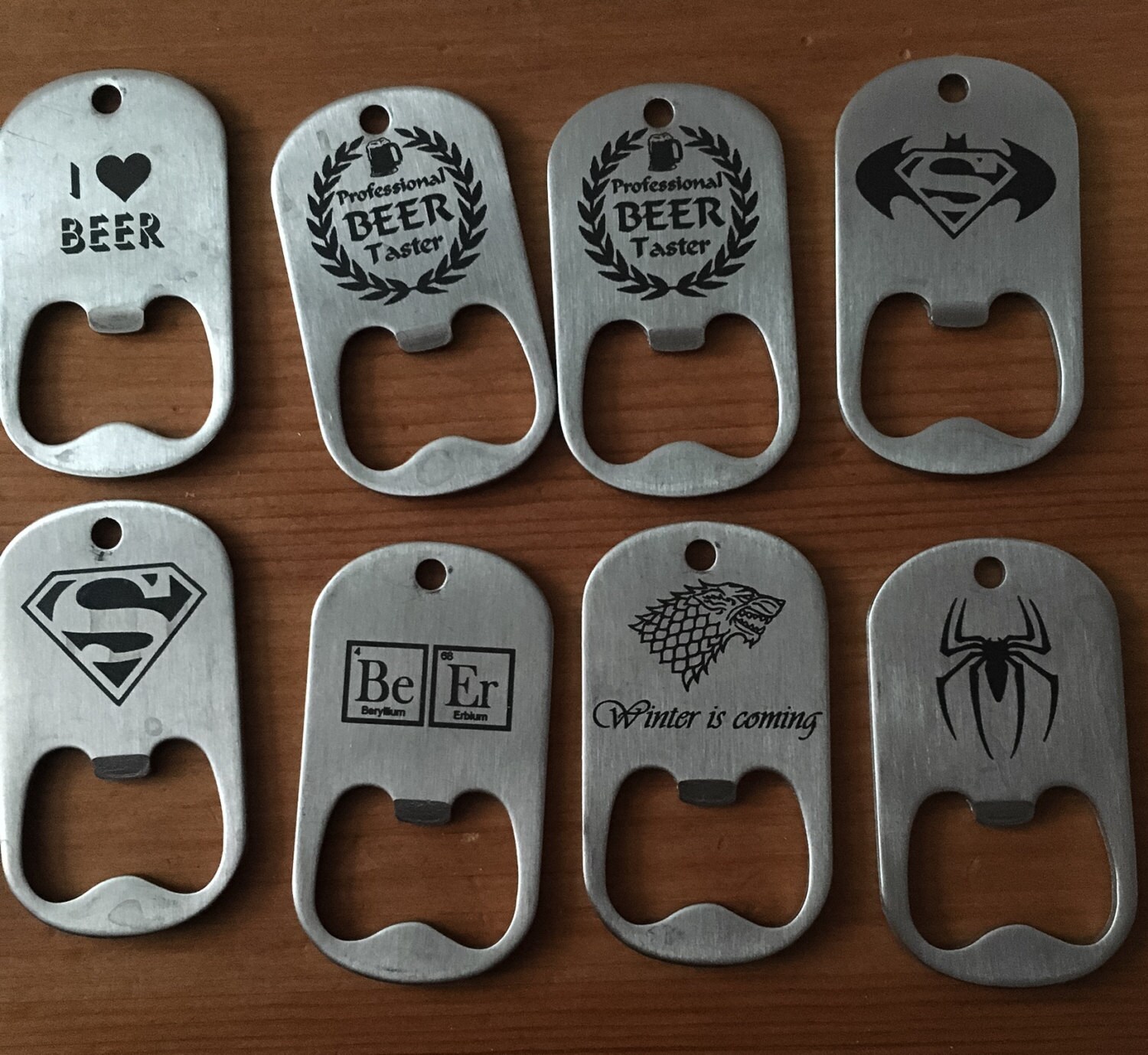 Laser Engraved Stainless Steel Bottle Opener Keychain Etsy