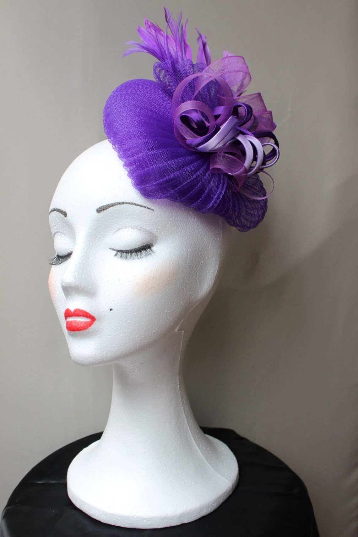 Tocado morado crin tocado plumas mujer adorno pelo boda Etsy