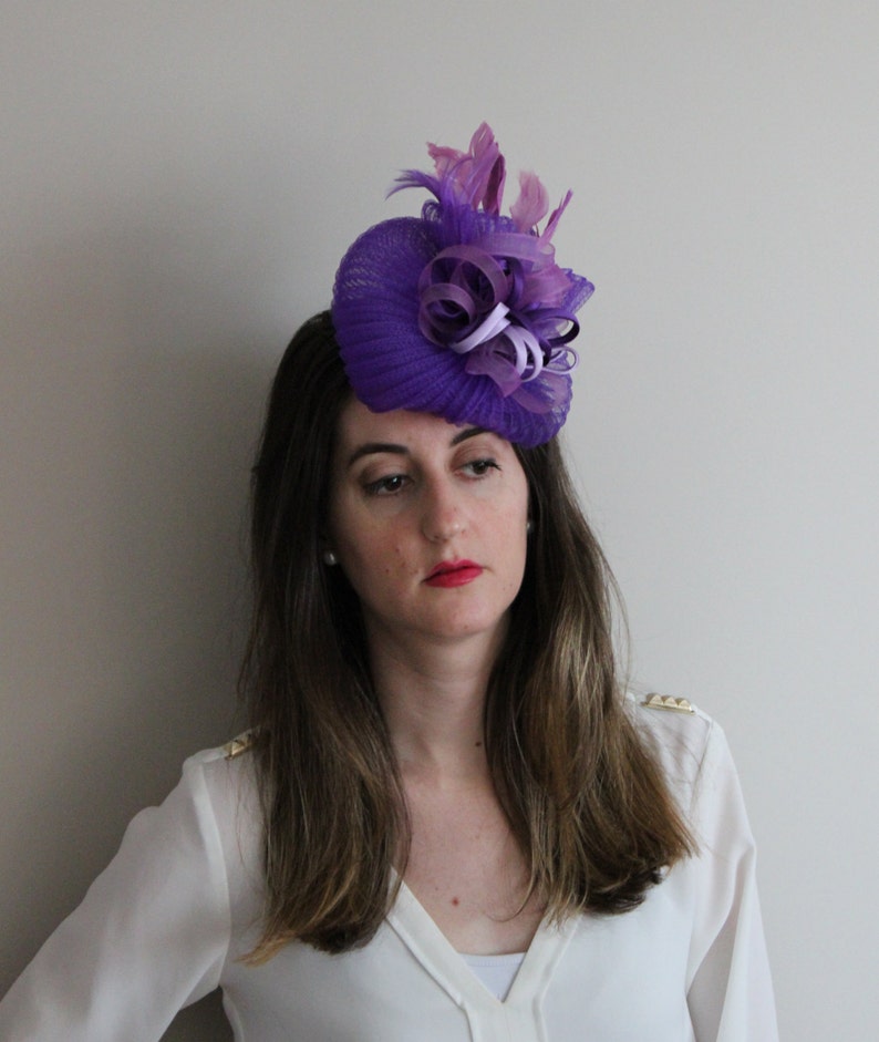 Tocado morado crin tocado plumas mujer adorno pelo boda Etsy