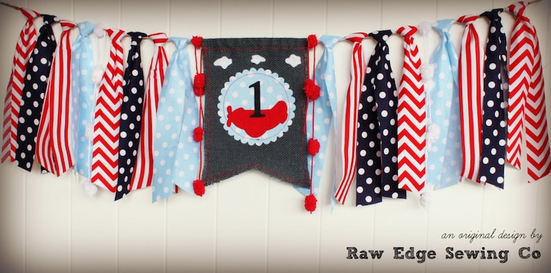 Airplane Birthday Banner Highchair High Chair Vintage Biplane Up Up And Away Red White Blue First One Party Cake Smash Time Flies Photo Prop