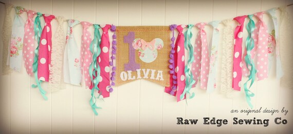 boho minnie mouse high chair highchair birthday name banner vintage birthday name banner