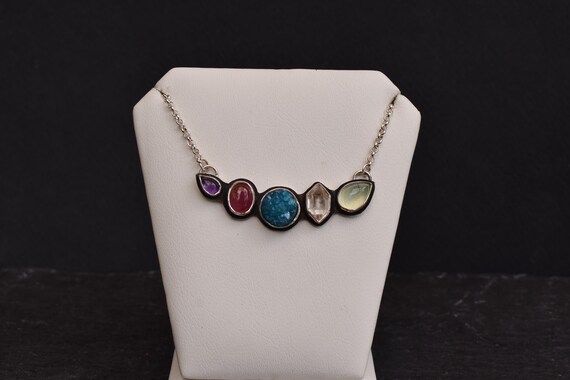 multistone necklace//necklace with lots of stones