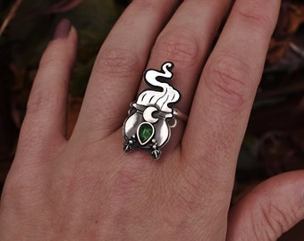 cauldron ring with aventurine size: MADE TO ORDER
