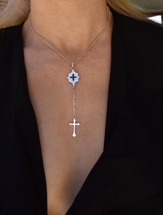 lariat necklace with a cross//preorder