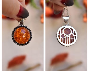 cathedral necklace with orange a.