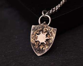 sun and moon reversible necklace//shield necklace// pre-order