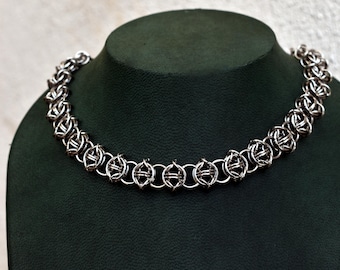 choker necklace//Stainless steel odin's eye chainmail