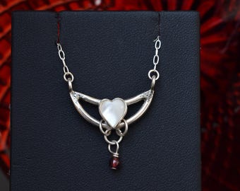 warrior necklace with pearl and garnet