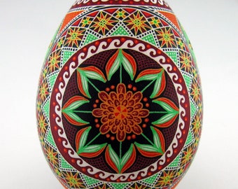 Hand-Painted Ukrainian Pysanka Goose Egg - Original Batik Art