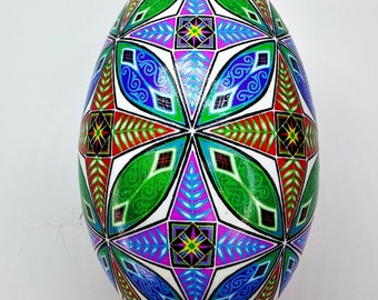 Hand-Painted Ukrainian Pysanka Goose Egg, Fine Art Home Decor