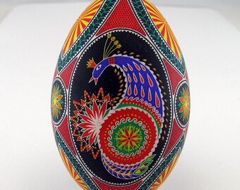 Hand-Painted Goose Egg Pysanka: Ukrainian Batik Easter Egg Art