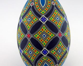 Pysanky eggs. Ukrainian pysanka easter eggs. Hand painted goose egg. Fine art from Ukraine. Home decor. Original Art