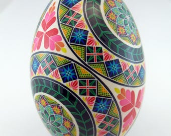 Hand-Painted Pysanky Goose Egg: Ukrainian Batik Art