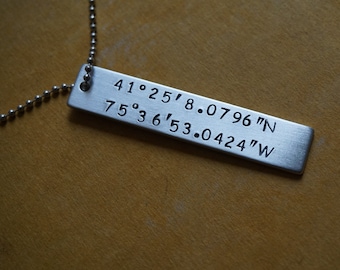 Custom Coordinates Necklace: Personalized GPS Location Jewelry
