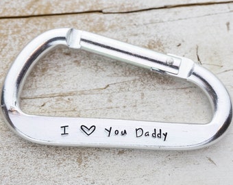 Custom Carabiner, Custom Carabiner For Dad, Fathers Day GIFT, Silver Carabiner Dads Keychain, For Dad