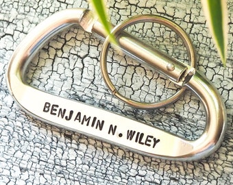 Personalized Carabiner keychain, Custom Carabiner keychain, Name Carabiner Keychain, Silver Latitude longitude Carabiner Keychain