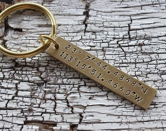 Custom Coordinates Keychain, Latitude longitude Keychain, Custom keychain ,coordinate keychain , Personalized keychain