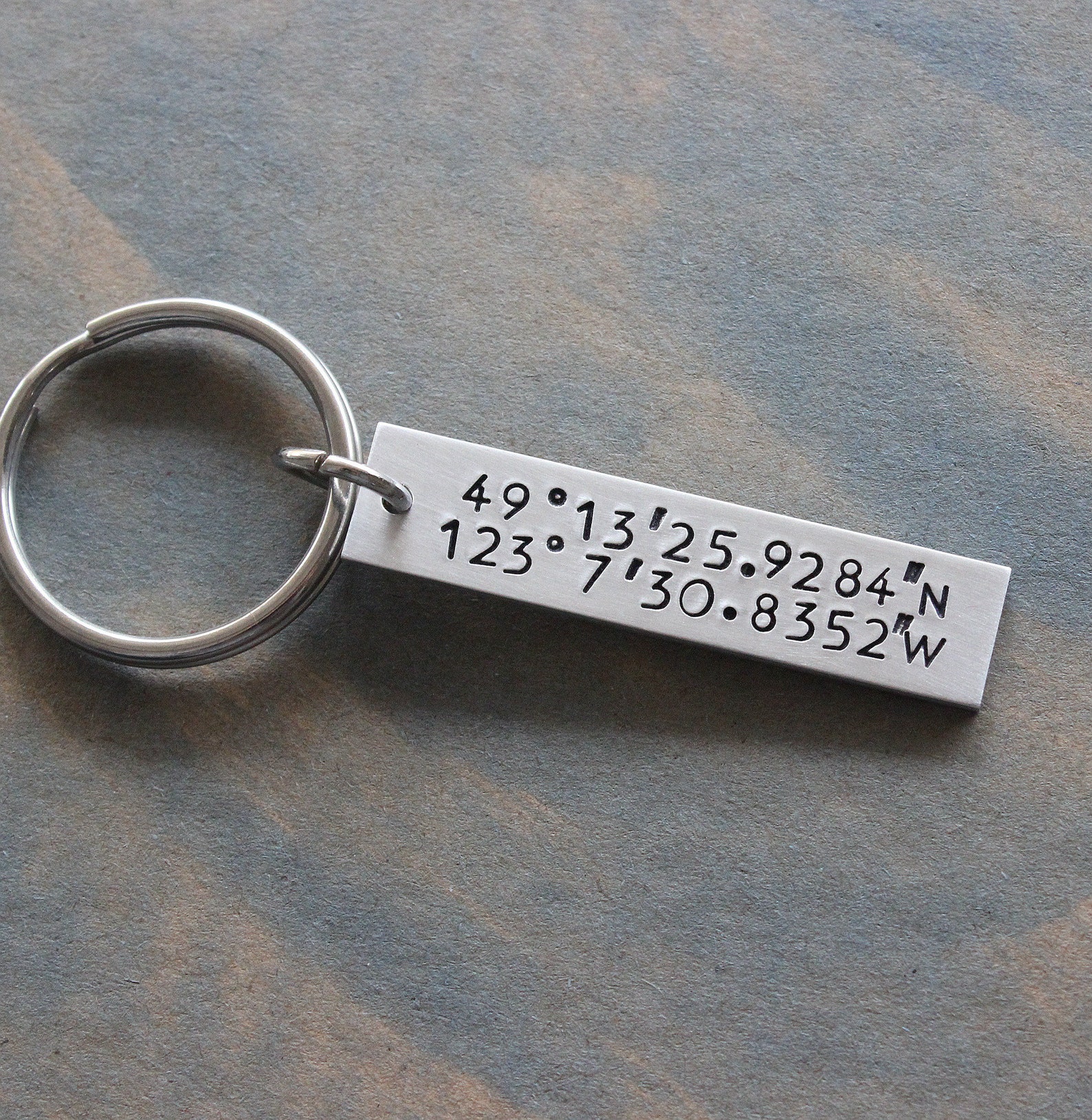 Custom Coordinates Keychain Latitude Longitude Keychain Gps Etsy