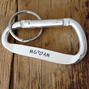 Custom Carabiner Keychain: Personalized Silver Monogram Gift