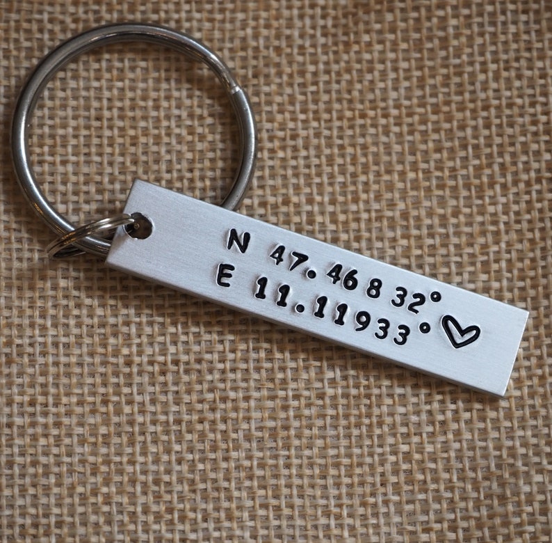 Custom Coordinates Keychain Coordinate keychain Etsy