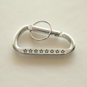 Personalized Carabiner Gift – Engraved Anniversary Keepsake with Star Design – Custom Front & Back