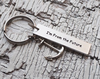 Custom Engraved Anchor Keychain, Personalized Wedding Gift
